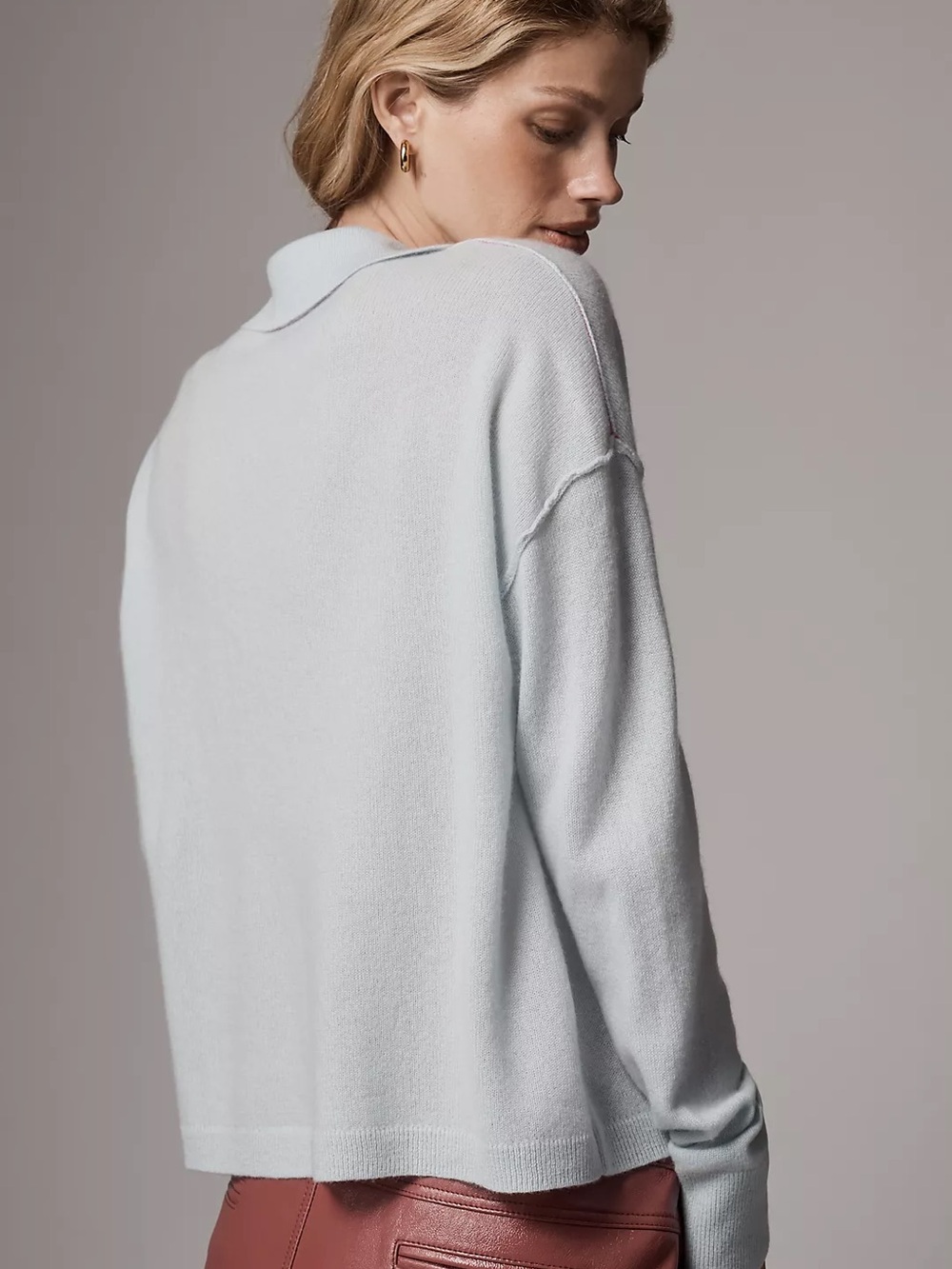 Pilcro Jensen 100% Cashmere Crop Polo Sweater - Picture 3 of 3